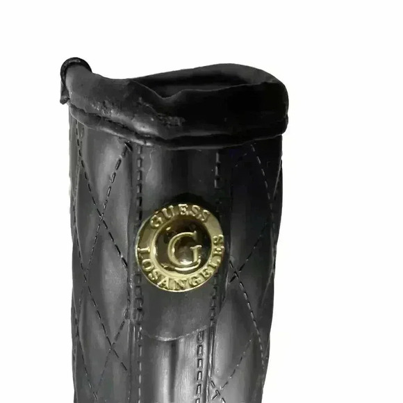 Guess Los Angeles Lulue Mid Calf Quilted Black Rain Boot Womens Size 7 - Picture 12 of 16